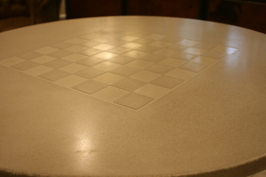 James De Wulf Chess Table by De Wulf, showing chess table in live shot.