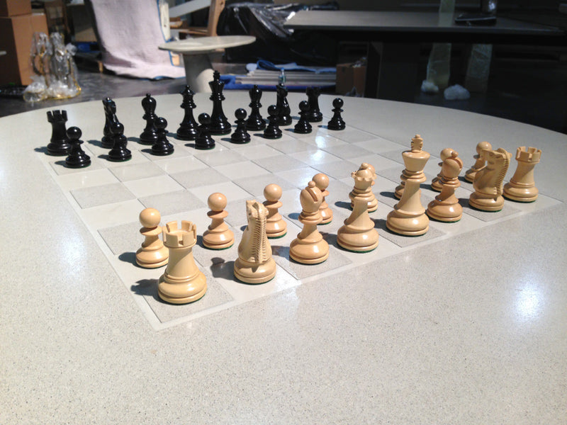 James De Wulf Chess Table by De Wulf, showing chess table in live shot.