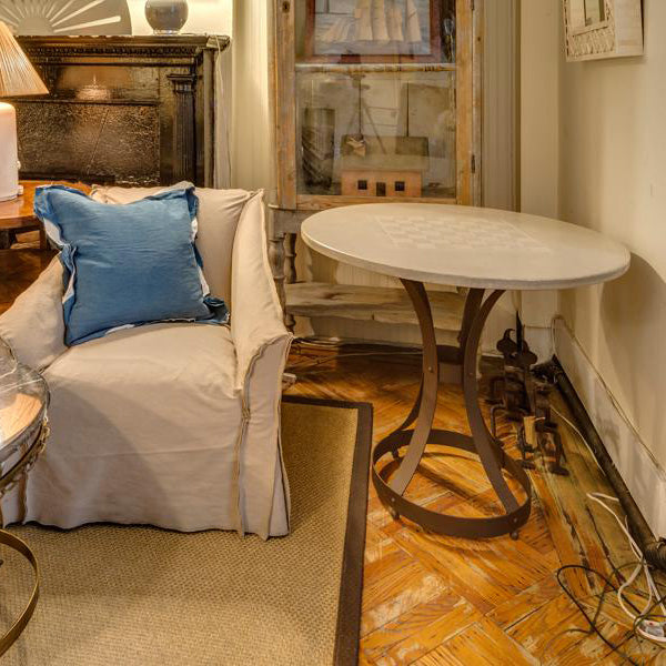 James De Wulf Chess Table by De Wulf, showing chess table in live shot.