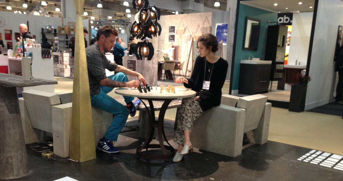 James De Wulf Chess Table by De Wulf, showing chess table in live shot.