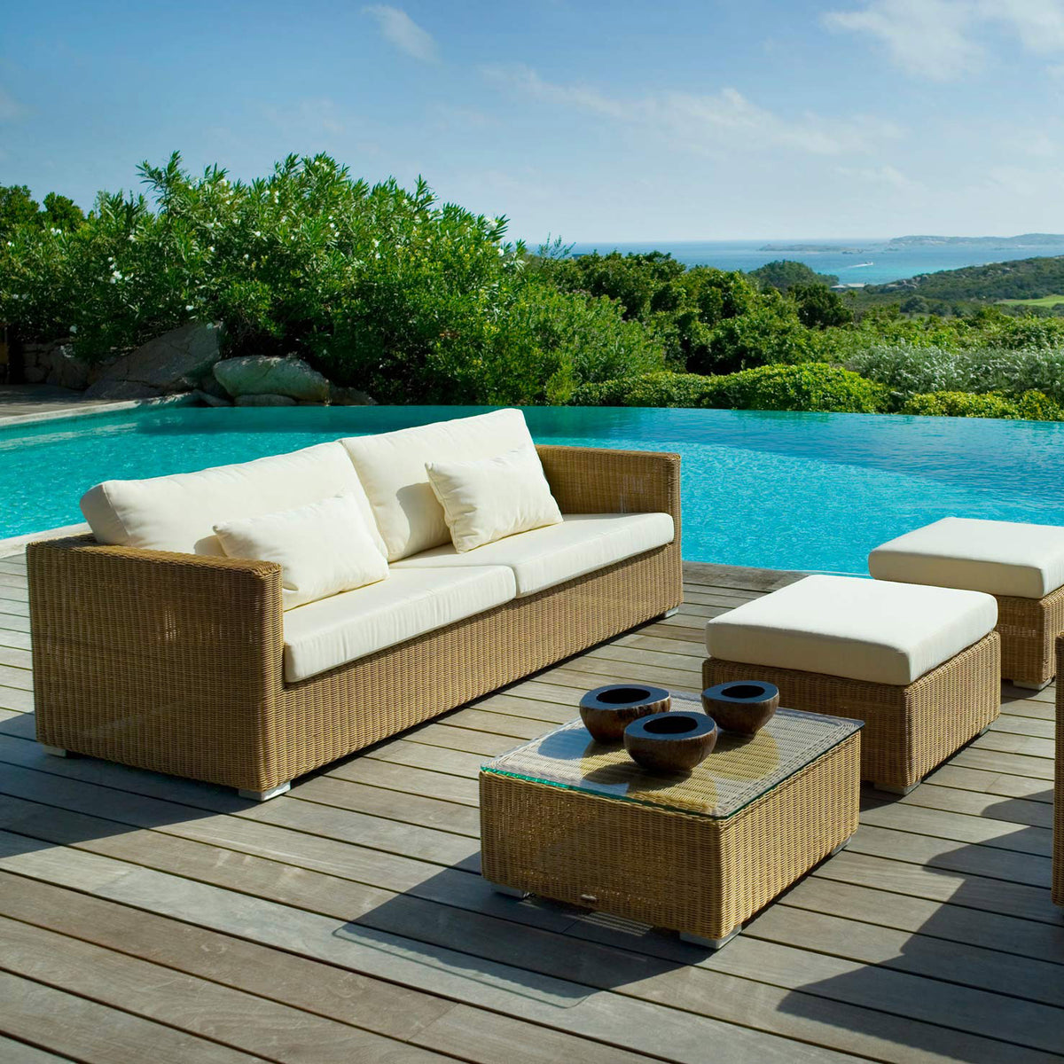 Chester 3 Seater Lounge Sofa by Cane-Line, showing chester 3-seater lounge sofa in live shot.