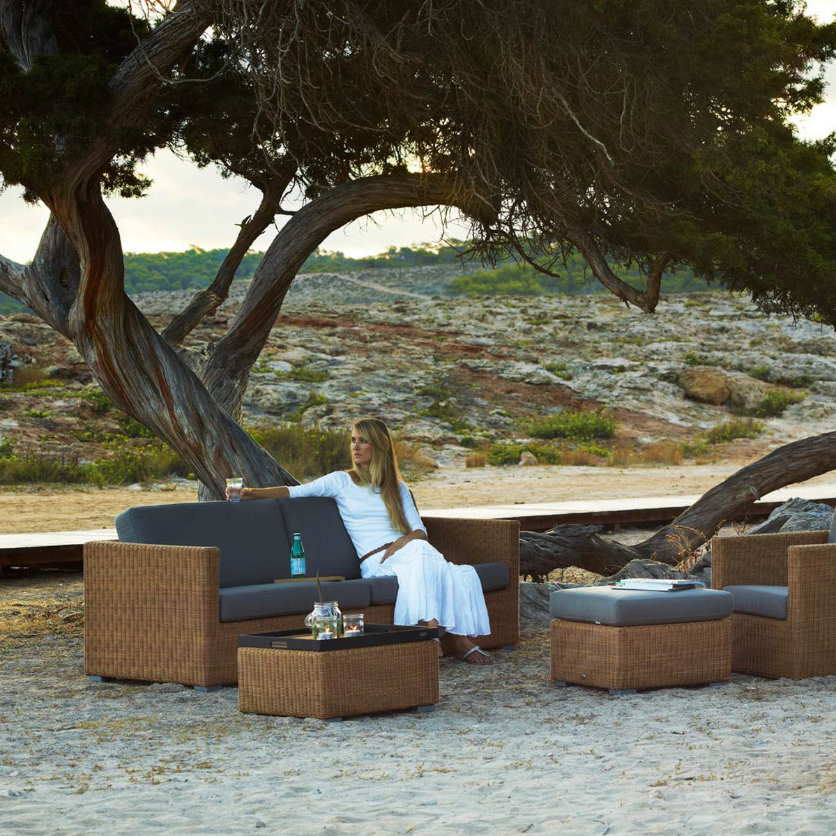 Chester 3 Seater Lounge Sofa by Cane-Line, showing chester 3-seater lounge sofa in live shot.