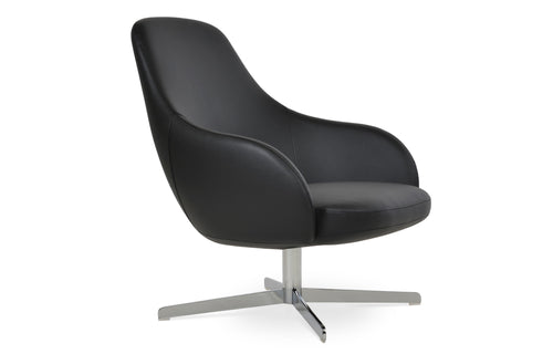 Gazel Arm Lounge 4 Star Chair by SohoConcept - Chrome, Black Leatherette