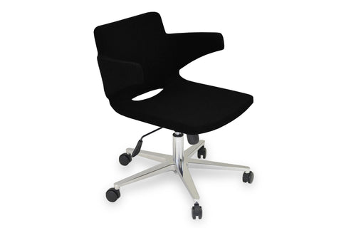 Nevada Office Arm Chair by SohoConcept - Chrome Plated Steel, Black Leatherette