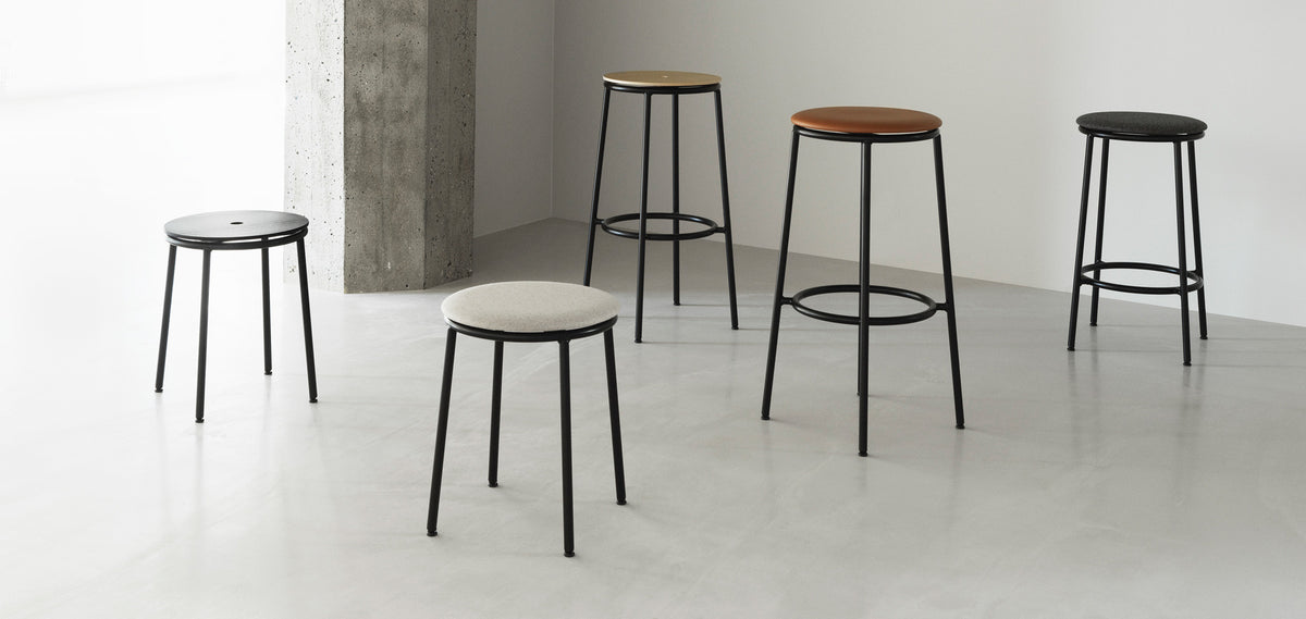 Circa Barstool by Normann Copenhagen, showing circa barstools in live shot.