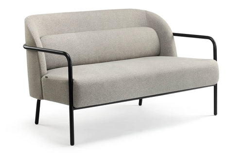 Circa Double Lounge Seat by m.a.d. - Black Steel Base with Dove Grey Fabric Seat.