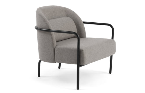 Circa Lounge Chair by m.a.d. - Black Steel Base with Dove Grey Fabric Seat,