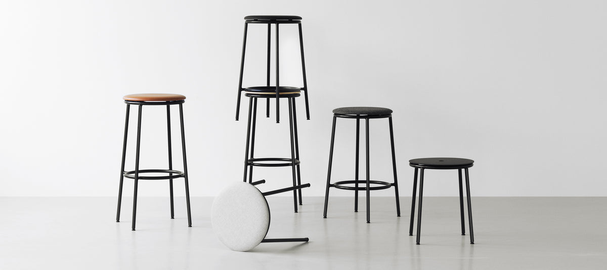 Circa Stool by Normann Copenhagen, showing circa stools in live shot.