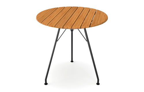 Circum Outdoor Cafe Table by Houe - Bamboo Lamellas Top/Black Powder-Coated Aluminum Frame.