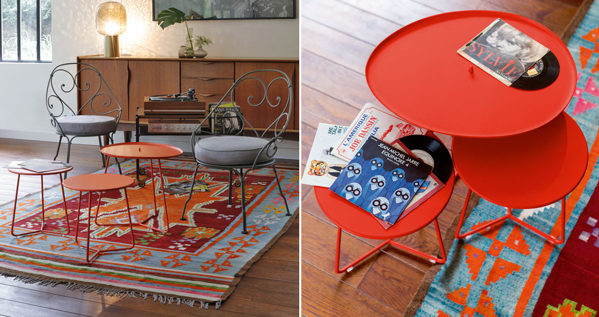 Cocotte Small Side Table by Fermob, showing small side table in the live shot.