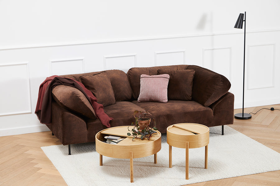 Collar Sofa by Woud, showing collar sofa in live shot.