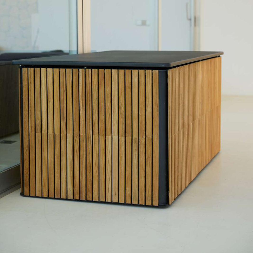 Combine Cushion Box by Cane-Line, showing combine cushion box in live shot.