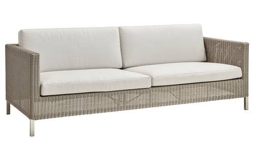Connect 3 Seater Sofa by Cane-Line - Taupe Weave, White Natte Cushion Set.