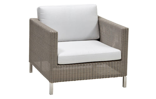 Connect Lounge Chair by Cane-Line - Taupe Weave, White Natte Cushion Set.