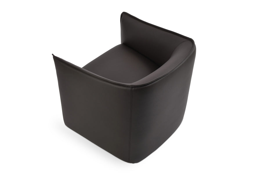 Conrad Lounge Chair by SohoConcept, showing back view in brown ppm.