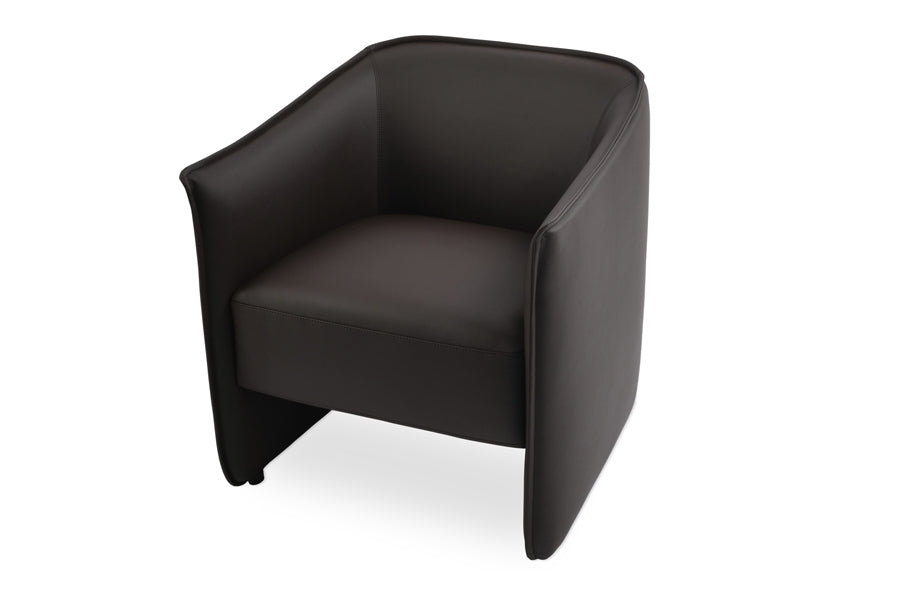 Conrad Lounge Chair by SohoConcept, showing angle view in brown ppm.