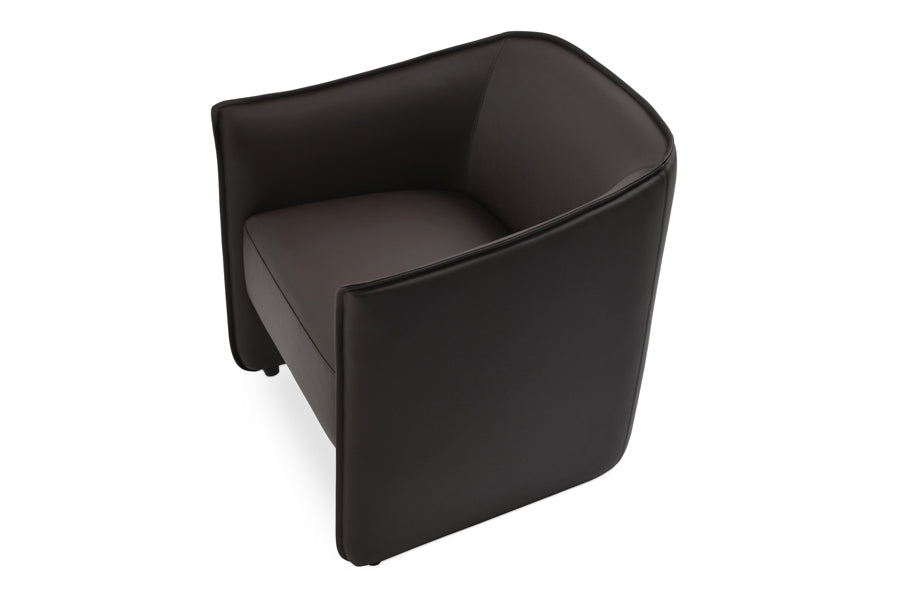 Conrad Lounge Chair by SohoConcept, showing angle view in brown ppm.