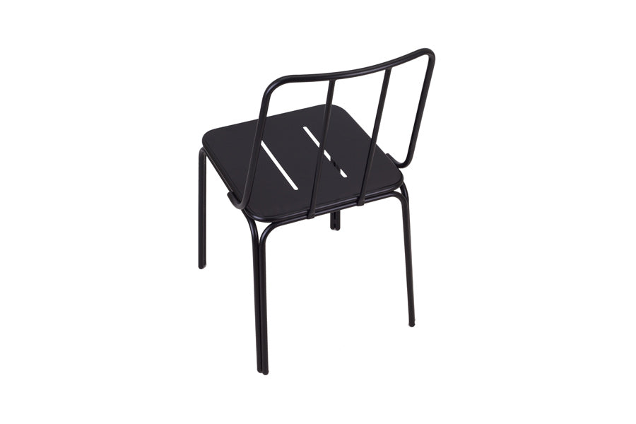 Conti Chair by Kollektiff, showing back view of conti chair in ral 9005 jet black.