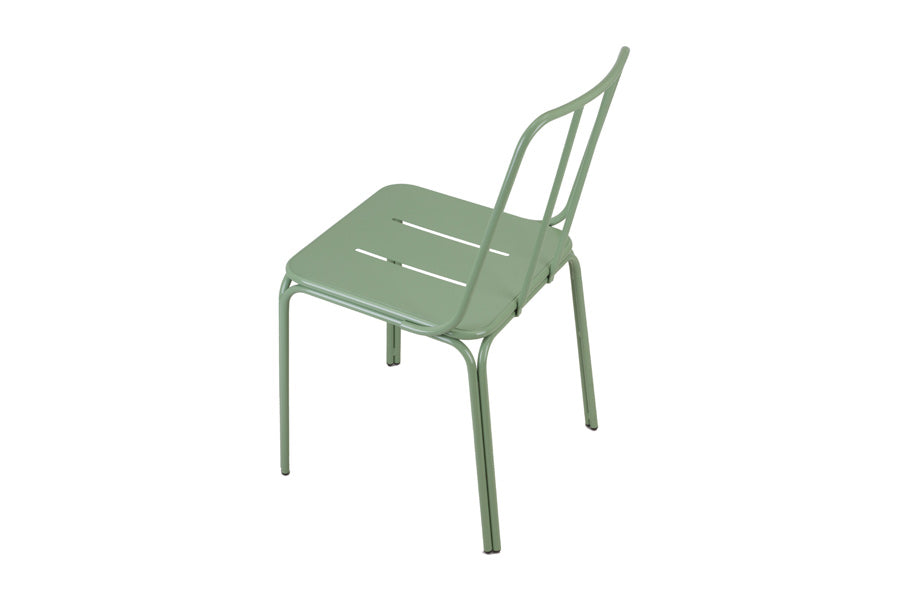 Conti Chair by Kollektiff, showing back view of conti chair in ral 6021 green.