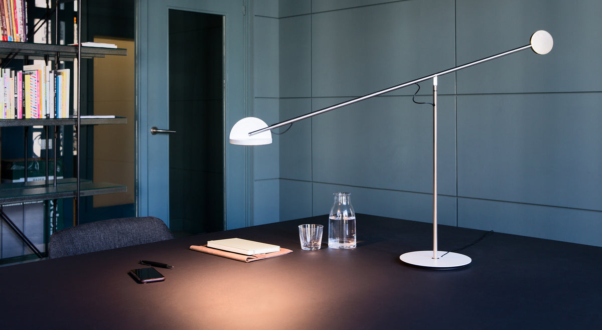 Copernica Lamp by Marset, showing copernica lamp in live shot.