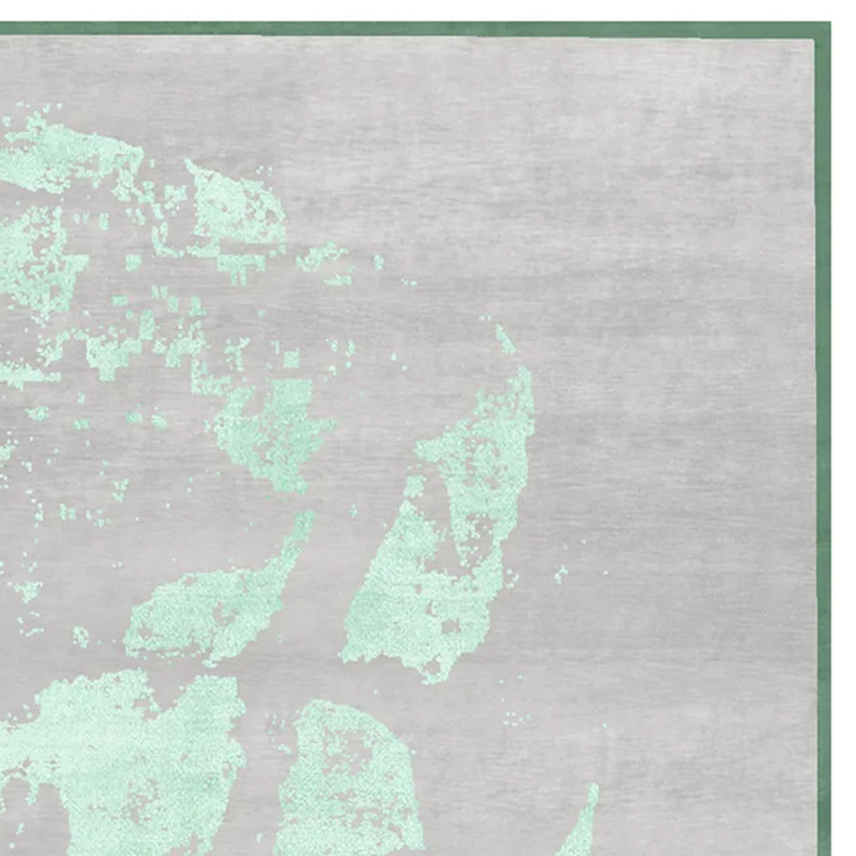 Copertino Skull CL230 Rug by Second Studio, showing closeup view of copertino skull cl230 rug by second studio in grey & green.