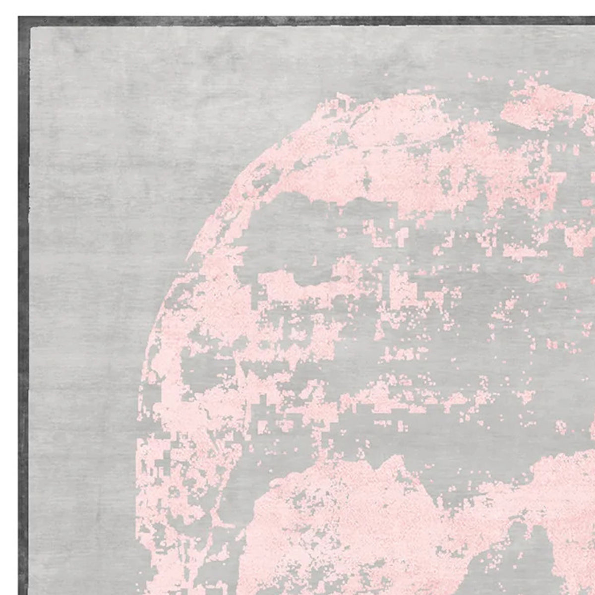 Copertino Skull CL231 Rug by Second Studio, showing closeup view of copertino skull cl231 rug by second studio in grey & pink.