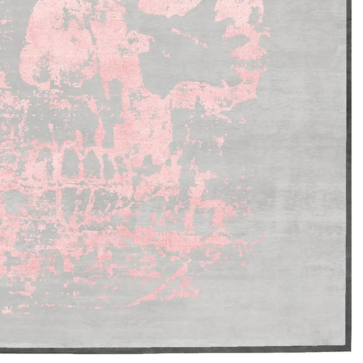 Copertino Skull CL231 Rug by Second Studio, showing closeup view of copertino skull cl231 rug by second studio in grey & pink.