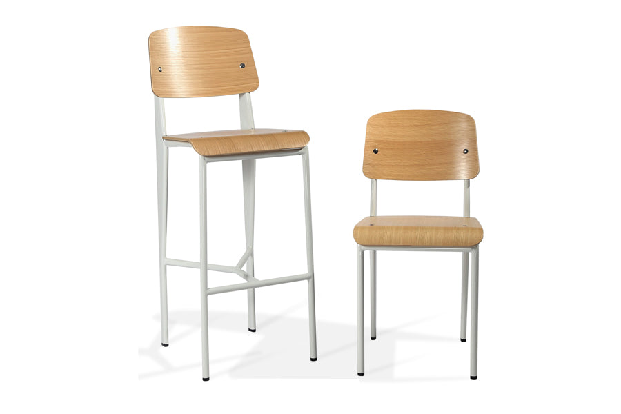Coral Chair by SohoConcept, showing dining chair with bar stool together.