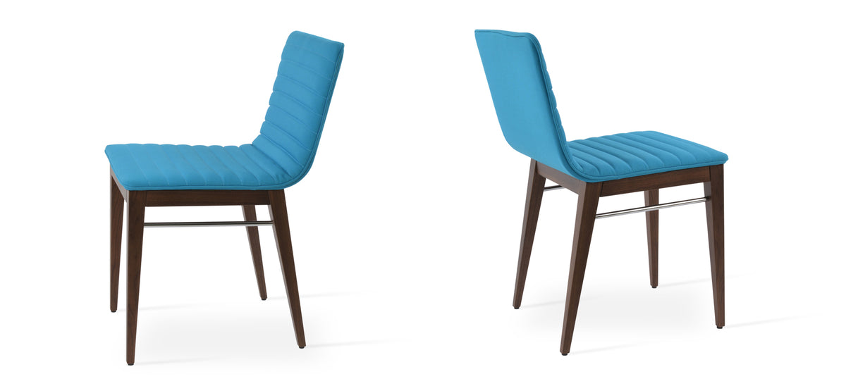 Corona Full Upholstery Wood Dining Chair by SohoConcept, showing angle view of two full upholstery wood dining chair.