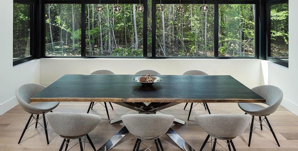 Crescent MW Dining Chair by SohoConcept, showing mw chairs with table in live shot.