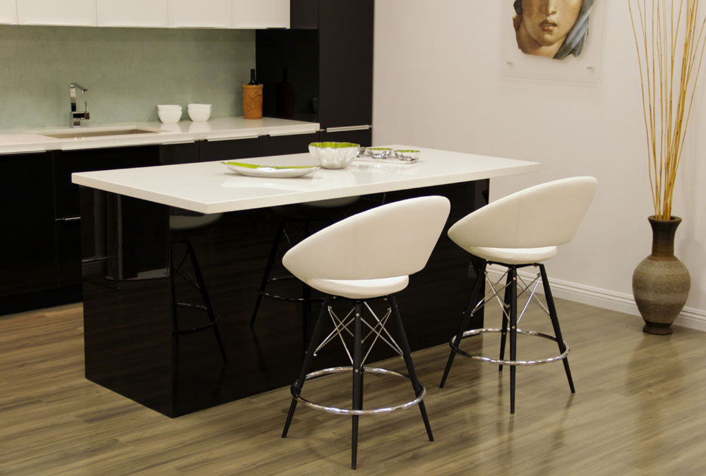 Crescent MW Counter Stool by SohoConcept, showing two crescent mw counter stools in live shot.