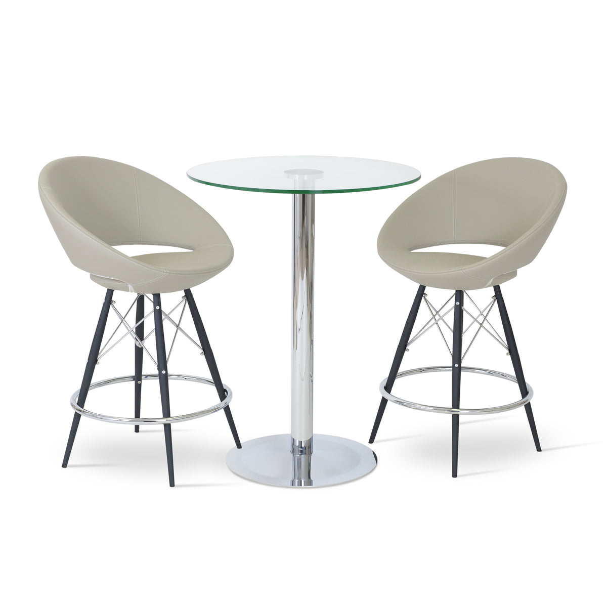 Crescent MW Counter Stool by SohoConcept, showing two crescent mw counter stools with table.
