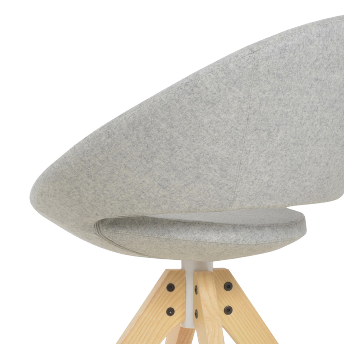 Crescent Pyramid Swivel Dining Chair by SohoConcept, showing closeup view of pyramid swivel dining chair.