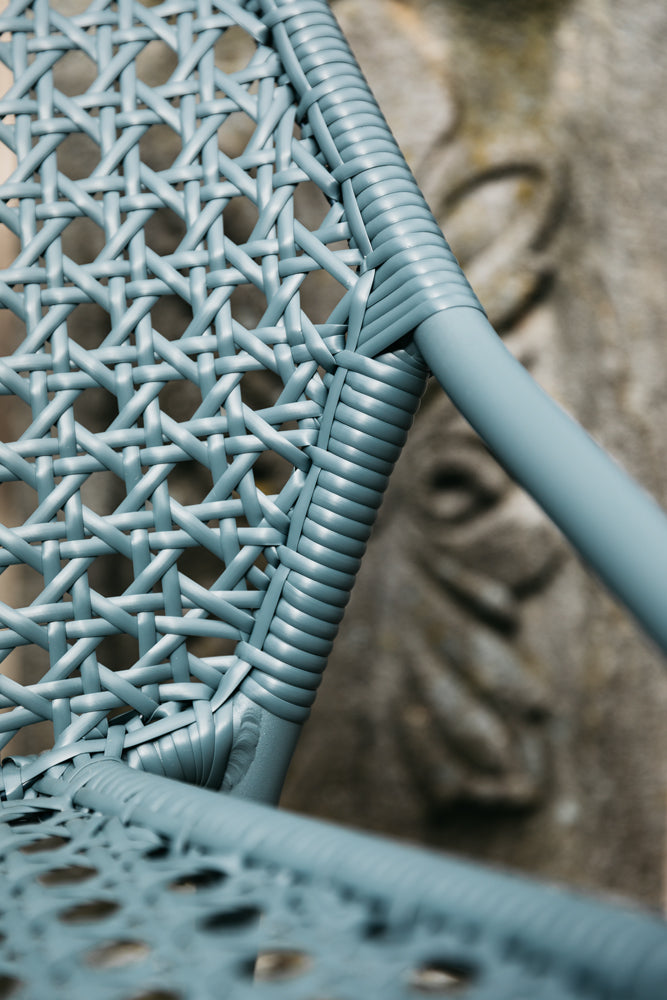 Croisette Armchair by Fermob, showing closeup view of armchair in the live shot.