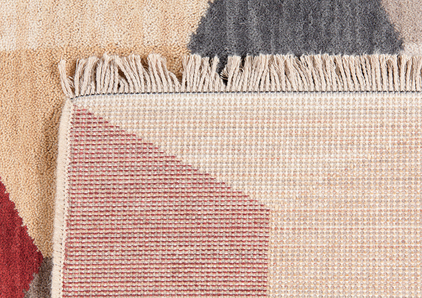 Cube 045.069.990 Cross Woven Rug by Ligne Pure, showing detail view of cube 045.069.990 cross woven rug.