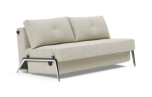 Cubed Queen Sofa Bed with Aluminum Legs by Innovation - 527 Mixed Dance Natural (stocked).