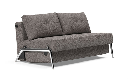 Cubed Sofa Bed with Aluminum Legs by Innovation - Full, 521 Mixed Dance Grey (stocked).