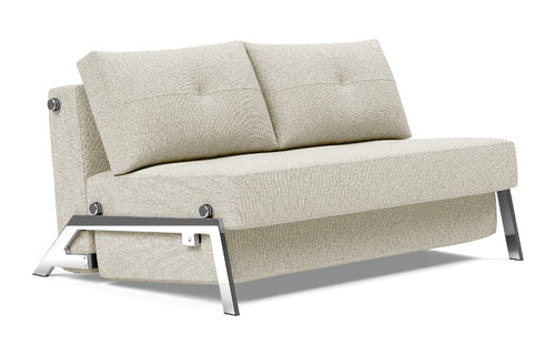 Cubed Sofa Bed with Chrome Legs by Innovation - Full, 527 Mixed Dance Natural (stocked).