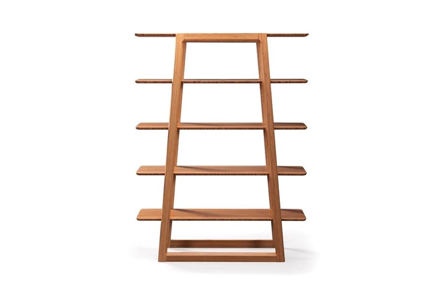 Currant Bookshelf by Greenington, showing front view of bookshelf in caramelized.