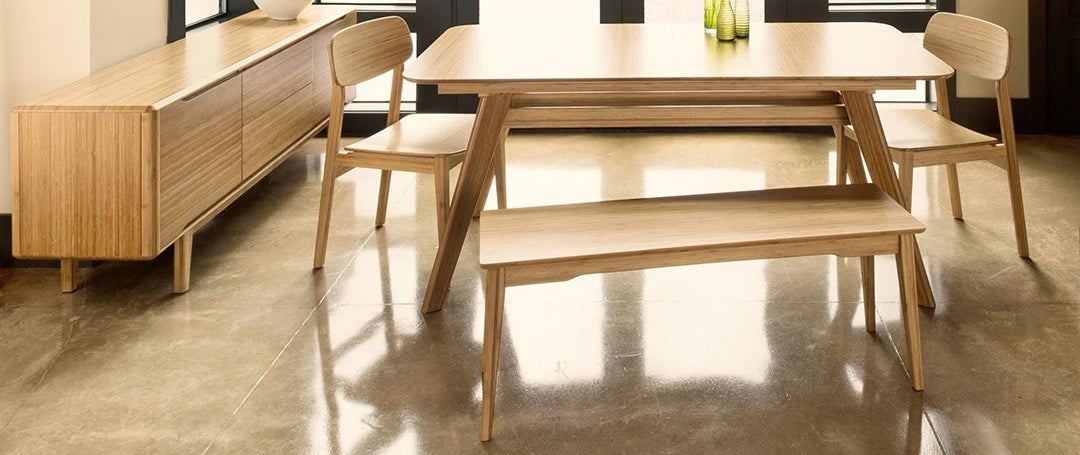 Currant Dining Chair by Greenington, showing currant chairs with table in live shot.