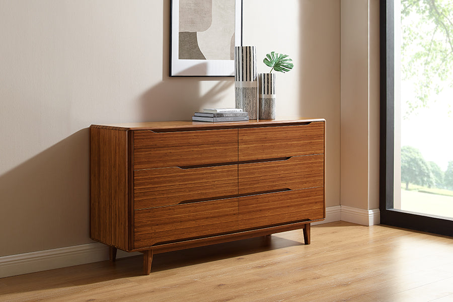 Currant Six Drawer Dresser by Greenington, showing currant six drawer dresser in live shot.
