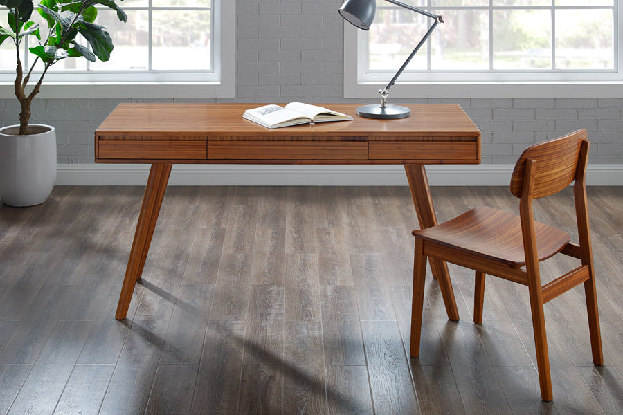 Currant Writing Desk by Greenington, showing currant writing desk with chair in live shot.