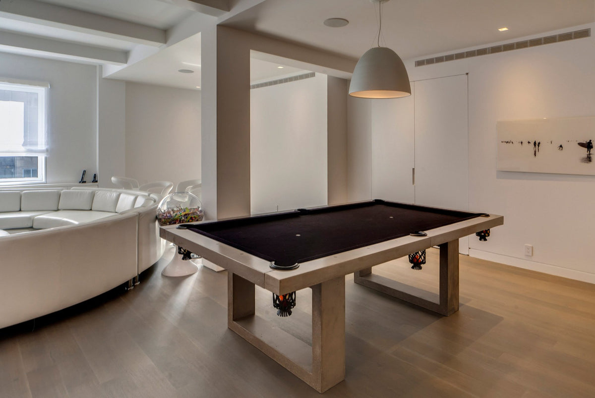 James De Wulf Custom Pool Table by De Wulf, showing custom pool table in live shot.