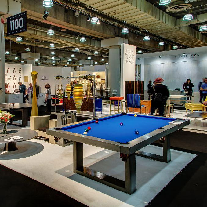 James De Wulf Custom Pool Table by De Wulf, showing custom pool table in live shot.