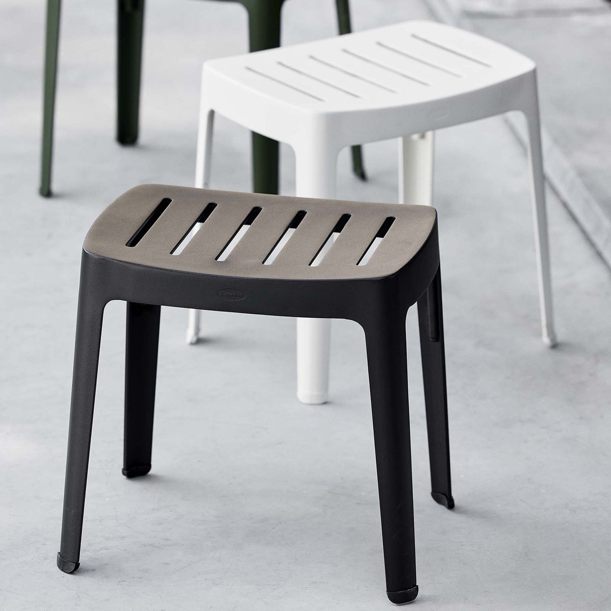 Cut Stool by Cane-Line, showing cut stools in live shot.