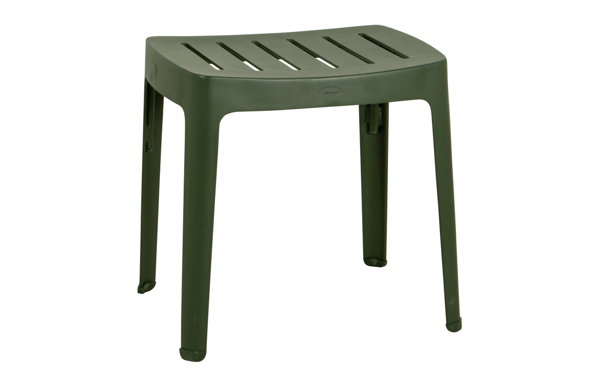 Cut Stool by Cane-Line - Dark Green Aluminum, No Cushion.