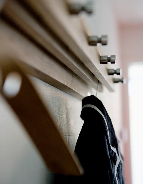 Cutter Coat Rack by Skagerak, showing closeup view of cutter coat rack in live shot.