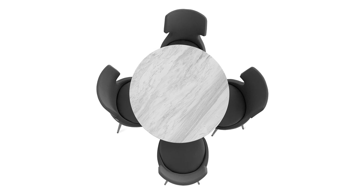 Daisy 5 Star Coffee Table by SohoConcept, showing top view of daisy 5 star coffee table with chairs.