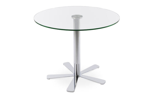 Daisy 5 Star Dining Table by SohoConcept - Chrome Plated Steel, Clear Glass.