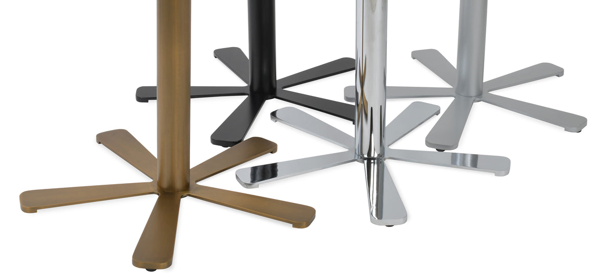 Daisy 5 Star Dining Table by SohoConcept, showing bases of daisy 5 star dining tables in the group.